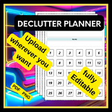 Declutter Planner-Fully Editable,Ready to Upload,30-Day Challenge