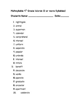 Preview of Decodable 4th Grade Multisyllable Words
