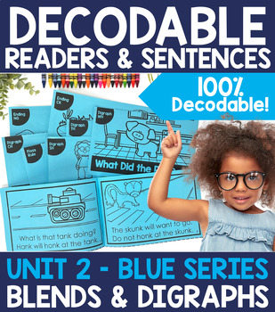 Preview of Decodable Adventures- 100% Decodable Books & Activities -UNIT 2 Blends Digraphs