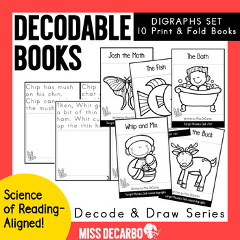 Preview of Decodable Books DIGRAPHS Decode and Draw Series