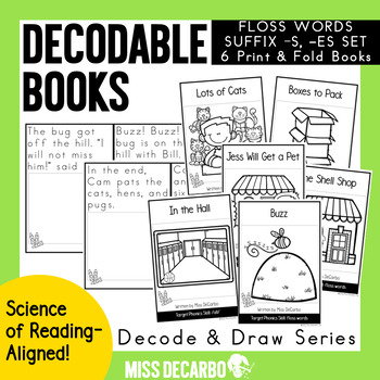 Preview of Decodable Books FLOSS WORDS and SUFFIXES Decode and Draw Series