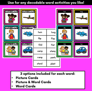 CVC CCVC & Consonant Digraph Word Building Cards for Kindergarten BUNDLE