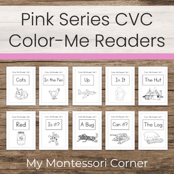 Preview of Decodable CVC Color-Me Readers (Montessori Pink Series Phonetic Books)