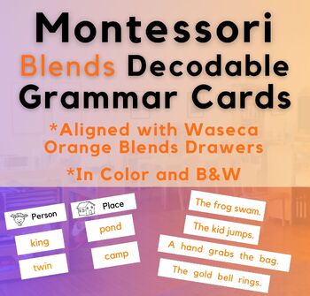 Preview of Decodable Montessori Grammar Sorts & Sentences * CCVC / CVCC Blends