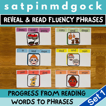 Preview of SATPIN MDGOCK Short Vowel Decodable CVC | Build & Read a Phrase & Picture Match