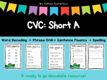 Preview of Decodable CVC Short a with words, phrases, sentences and spelling - OG