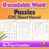 Decodable CVC Words Short Vowel Puzzles