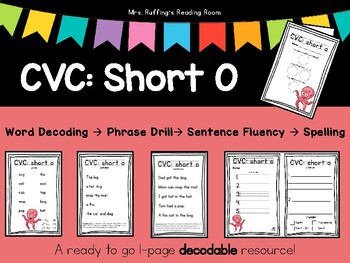 Preview of Decodable CVC short o with words, phrases, sentences and spelling - OG