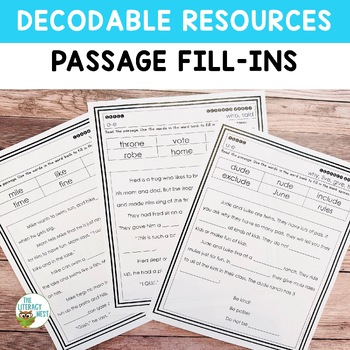 Preview of Decodable Cloze Reading Passages for Reading Comprehension