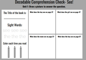 Preview of Decodable Comprehension Checks- Unit 1- Getting Started