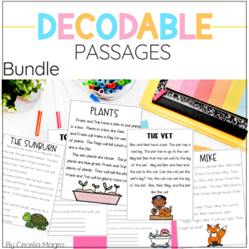 Preview of Decodable Reading Passages and Comprehension Questions BUNDLE Science of Reading