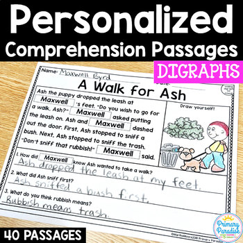 Preview of Decodable Digraph Reading Passages: PERSONALIZED Comprehension with Class Sets!