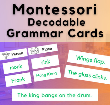 Preview of Decodable Montessori Grammar Sorts & Sentences * -nk and -ng * Waseca Aligned