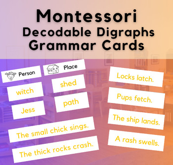 Preview of Decodable Montessori Grammar Sorts & Sentences * Digraphs * Waseca Aligned