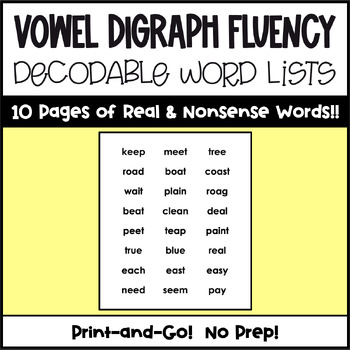 Vowel digraph word lists