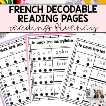 Preview of French Reading Fluency Sheets - Decodable French Reading Pages Based on Phonics