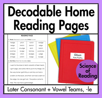 Preview of Decodable Home Reading (Later Consonant + Vowel Teams, -le)