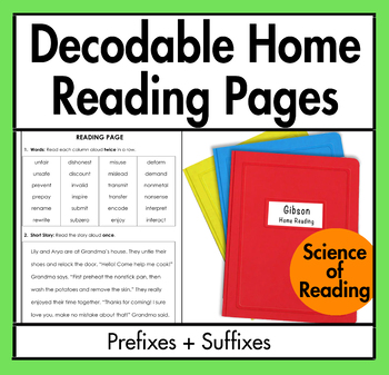 Preview of Decodable Home Reading (Prefixes + Suffixes)