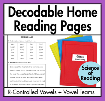 Preview of Decodable Home Reading (Vowel Teams + R-Controlled Vowels)
