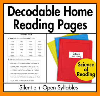 Preview of Decodable Home Reading (Silent e + Open Syllables)