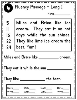 Fluency Passages for Long Vowels by Teaching Simply | TpT