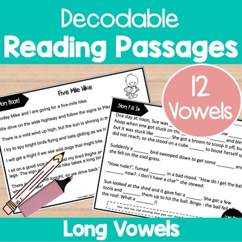 Preview of Decodable Long Vowel Stories for Reading, Spelling & Reading Comprehension