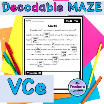Preview of Decodable Maze VCe Passages for Reading Comprehension and mClass Dibels 8