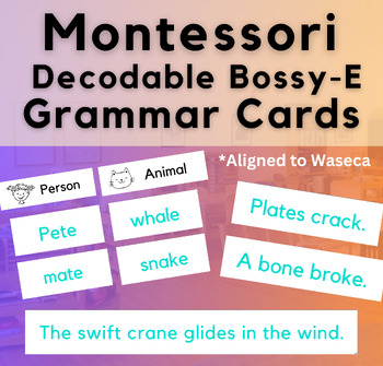 Preview of Decodable Montessori Grammar Sorts & Sentences * Bossy E * Waseca Aligned