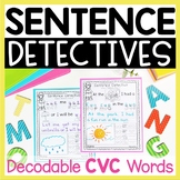Decodable Mystery Sentence Phonics Activity - CVC Short Vo