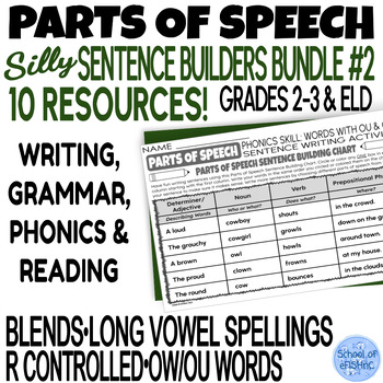 Preview of Decodable Parts of Speech Silly Sentence Building Chart Worksheets Big Bundle #2