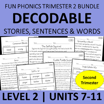 Preview of Decodable Passage & Lesson Bundle | 2nd Grade Fun Phonics aligned to Units 7-11