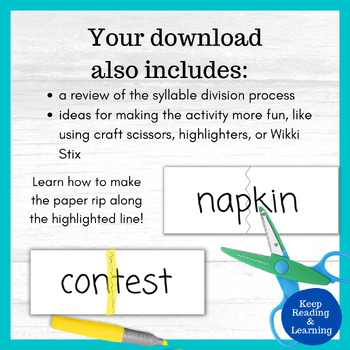 Decodable Passages VCCV VCCCV Syllable Division Pattern Activity and ...