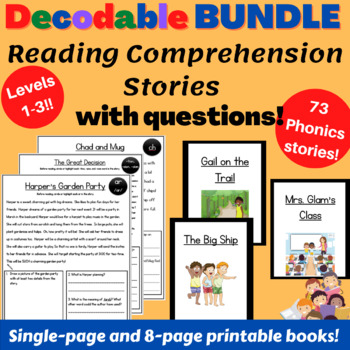 Preview of Decodable Passages w/ Reading Comprehension Questions Bundle