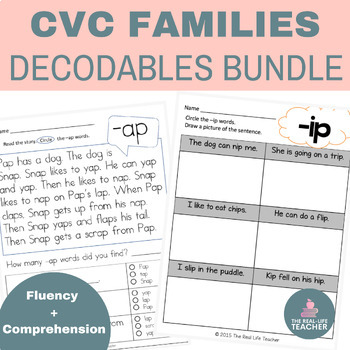 Preview of CVC Decodable Passages Bundle: 30 Word Family Passages | Fluency + Comprehension