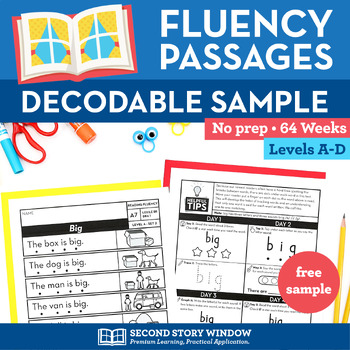 Preview of Decodable Passages Reading Fluency and High Frequency Word Practice FREE SAMPLE