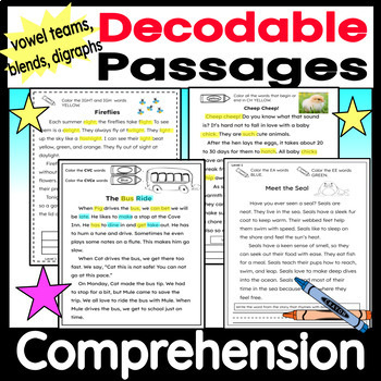 Preview of Decodable Passages & Stories with Comprehension First and Second Grade Reading