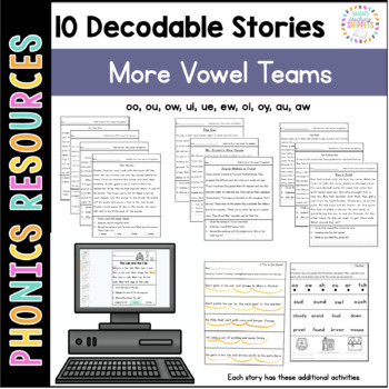 Preview of Decodable Passages: Vowel Teams oo ou ow oy oi au aw ew ui ue