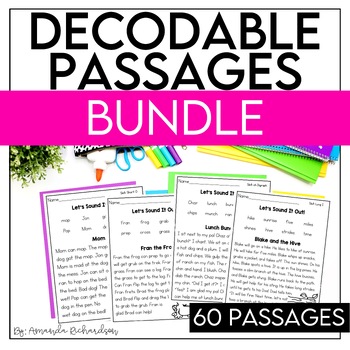 Preview of Decodable Passages With Comprehension Questions, First Grade, CVC, Short Vowels