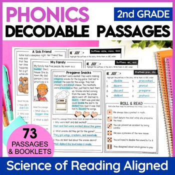 Preview of Decodable Reading Comprehension Passages with Questions | 2nd Grade Phonics