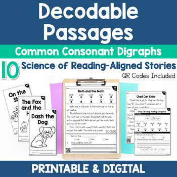 Preview of Decodable Passages and Texts | Consonant Digraphs | Orton-Gillingham | Level 1