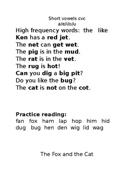 Preview of Decodable Passages with comprehension questions, Fluency Phrases, Practice Words