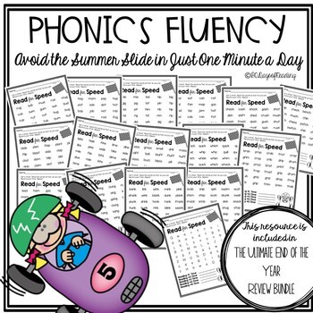 Preview of End of Year - Summer - Decodable Phonics Fluency Packet Worksheets -