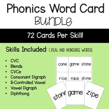 Preview of Decodable Phonics Skill Word Cards Bundle