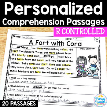 Preview of Decodable R Controlled Vowel Reading Passages: PERSONALIZED Comprehension