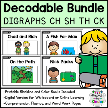 Preview of Decodable Reader Bundle | Digraphs CH SH TH CK | Kindergarten/First Grade