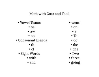 Preview of Decodable Reader - Math with Goat and Toad