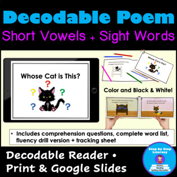 Preview of Decodable Reader Short Vowels and Sight Words | Orton-Gillingham Decodable Poem