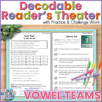 Preview of Decodable Reader's Theater | Vowel Teams | Explicit Phonics Scripts