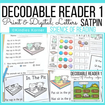 Preview of Decodable Readers Kindergarten SATPIN Letters Science of Reading Print & Digital