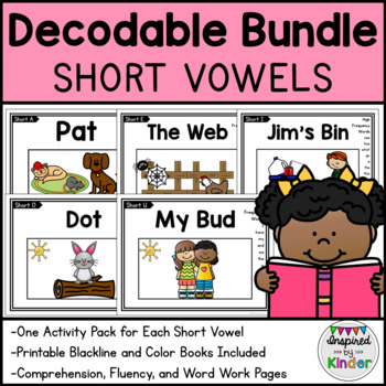 Preview of Decodable Readers Kindergarten | Short Vowels | Comprehension/Fluency/Word Work